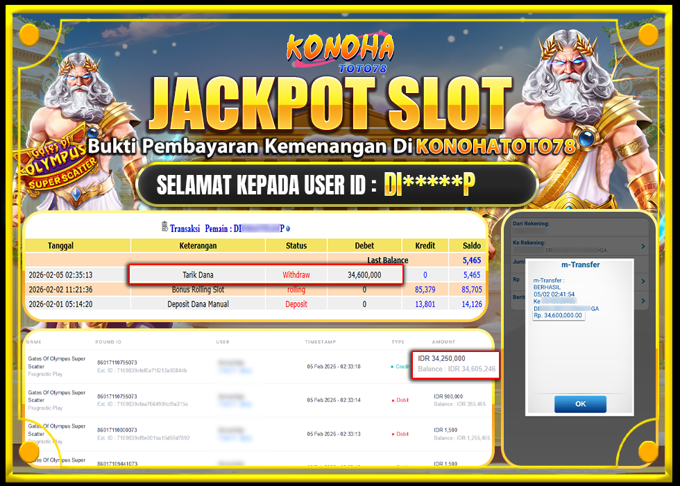 KONOHATOTO78 JACKPOT GATES OF OLYMPUS SUPER SCATTER Rp34.600.000,LUNAS     